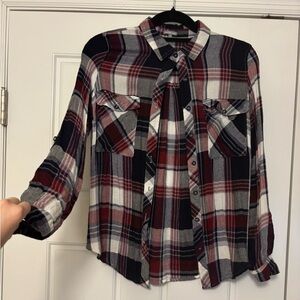 Charlotte Russe Navy and Red Plaid Shirt